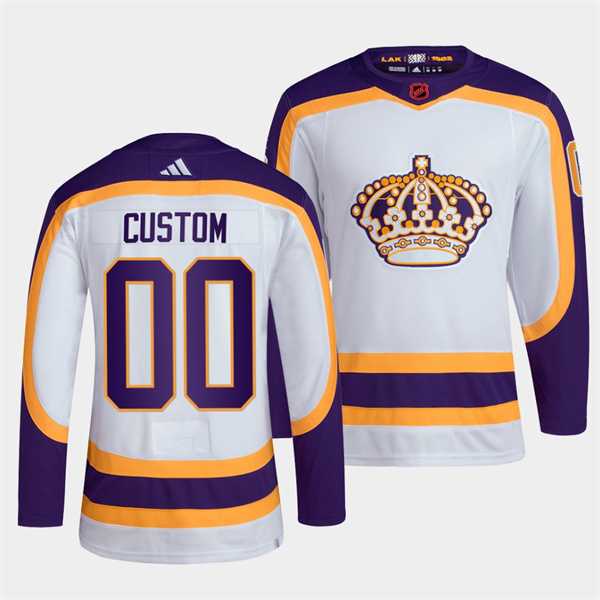 Mens Los Angeles Kings Custom White 2022 Reverse Retro Stitched Jersey